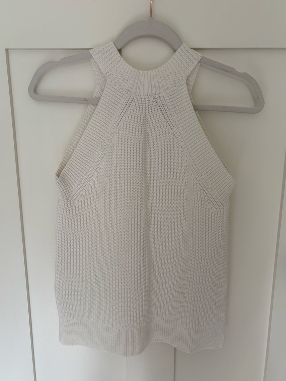 LOFT Ivory Ribbed Halter Tank Top Size M - Picture 3 of 7